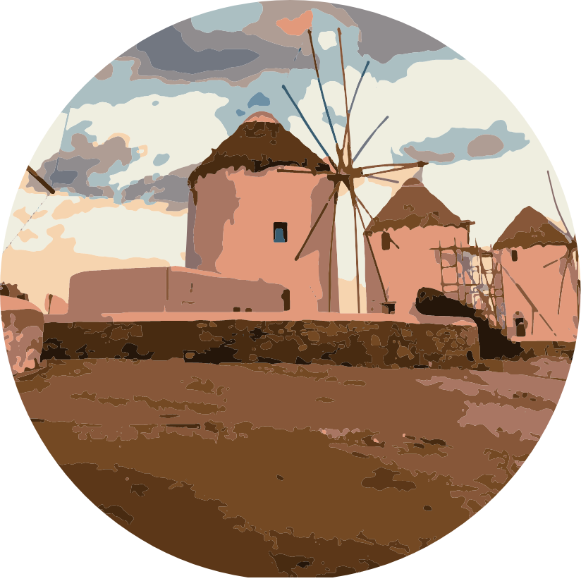Rounded Image of the Myconian Windmills